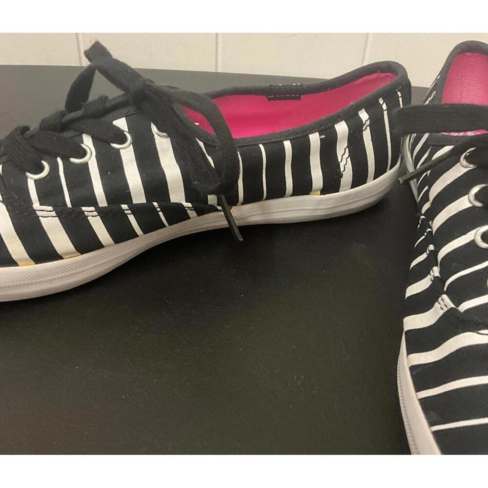 Keds Women's Size 8 Black White Pink Lace Up Low Top Canvas Sneakers Comfort - Picture 4 of 10
